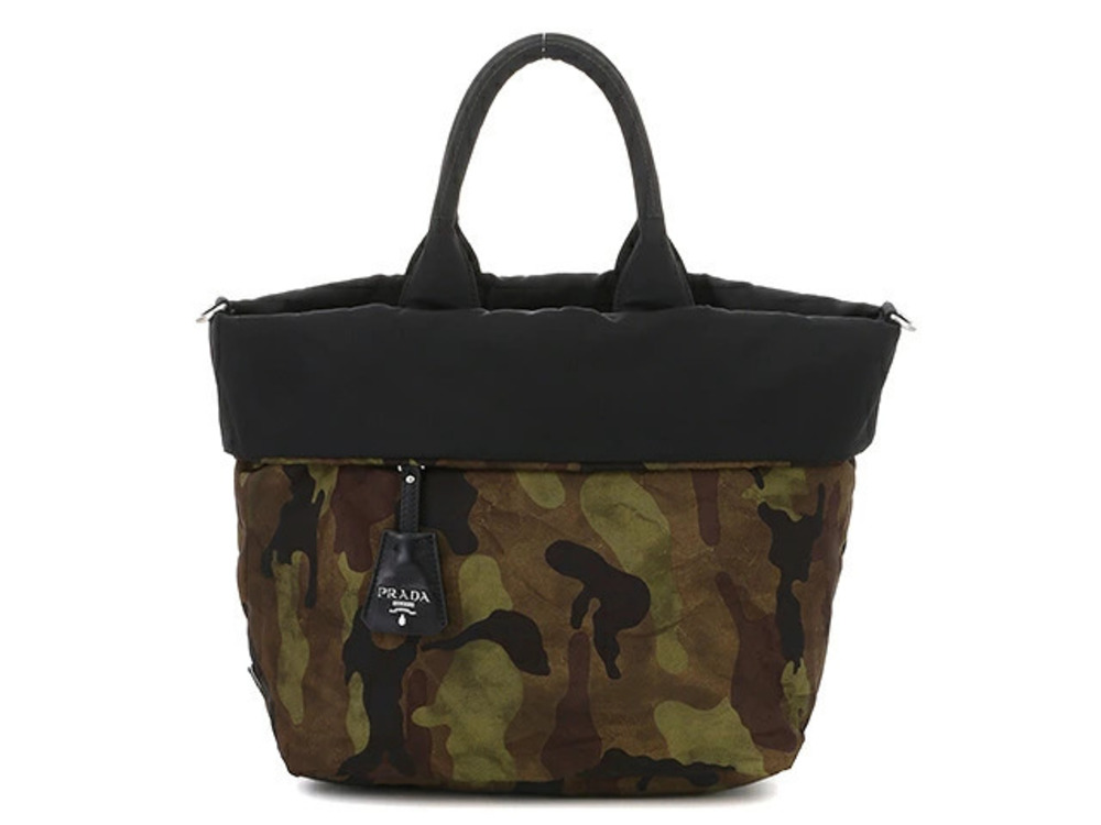 Prada Shoulder Bag Camouflage Black Khaki Green